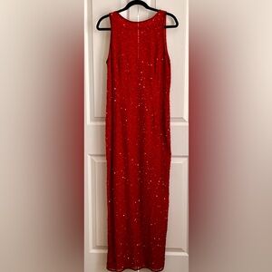 Red Silk / Sequins,  Evening Gown, size xl